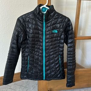 The North Face Thermoball Jacket, Black w/Teal, XS